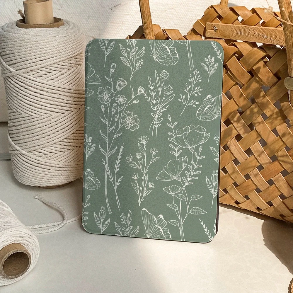 Green Floral Case for Kindle Paperwhite 11th gen 6.8-inch